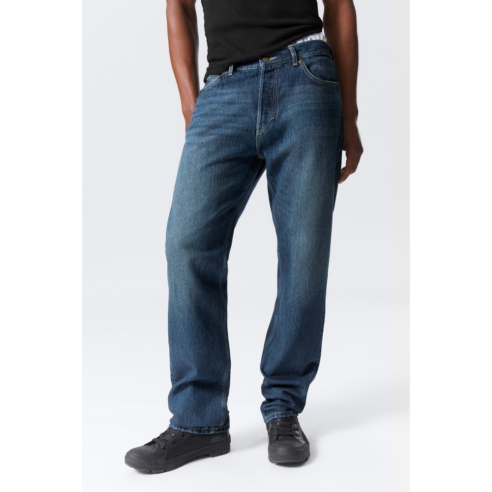 Weekday Space Relaxed Straight Leg Jeans Mens 30x32 Morning Dark Blue 90s Retro